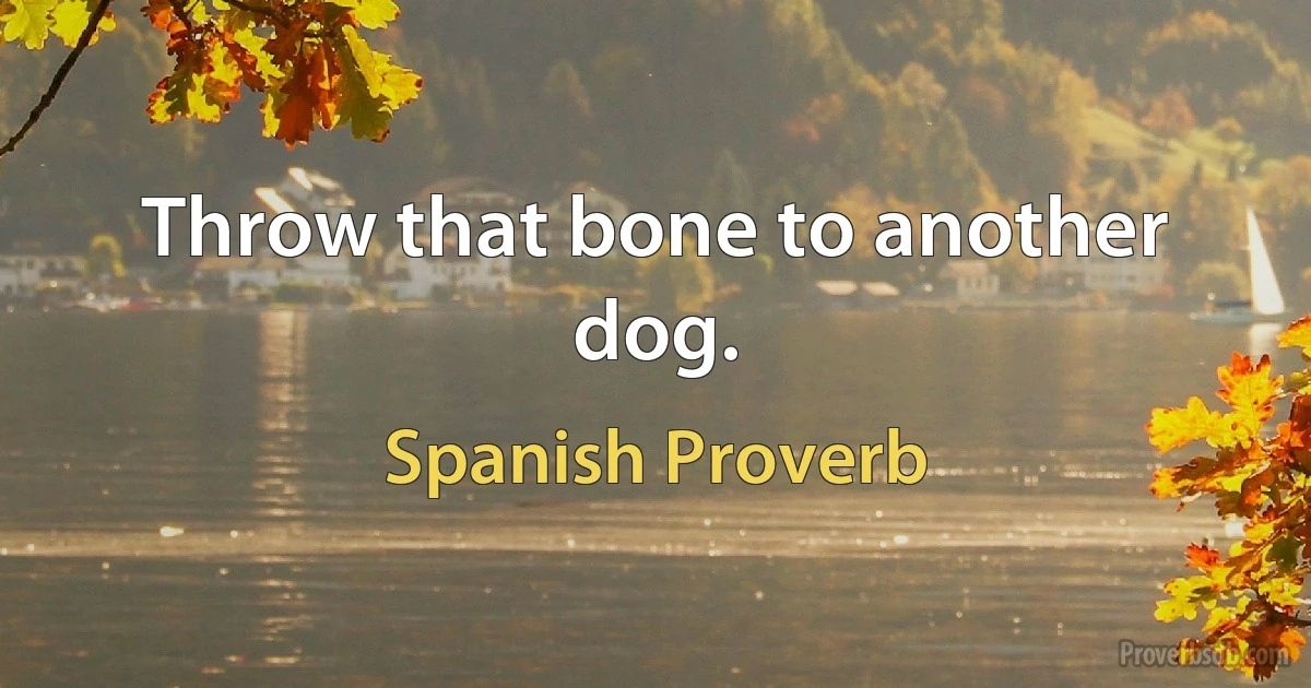 Throw that bone to another dog. (Spanish Proverb)