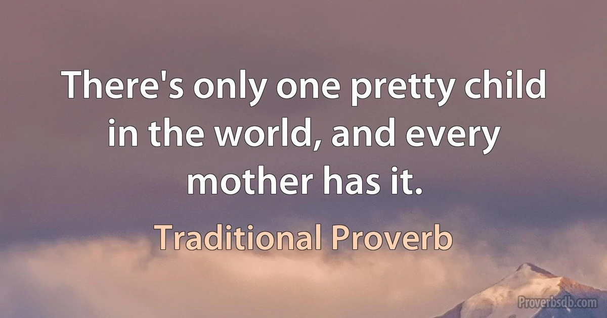 There's only one pretty child in the world, and every mother has it. (Traditional Proverb)