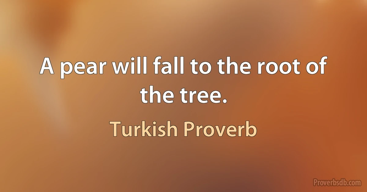 A pear will fall to the root of the tree. (Turkish Proverb)