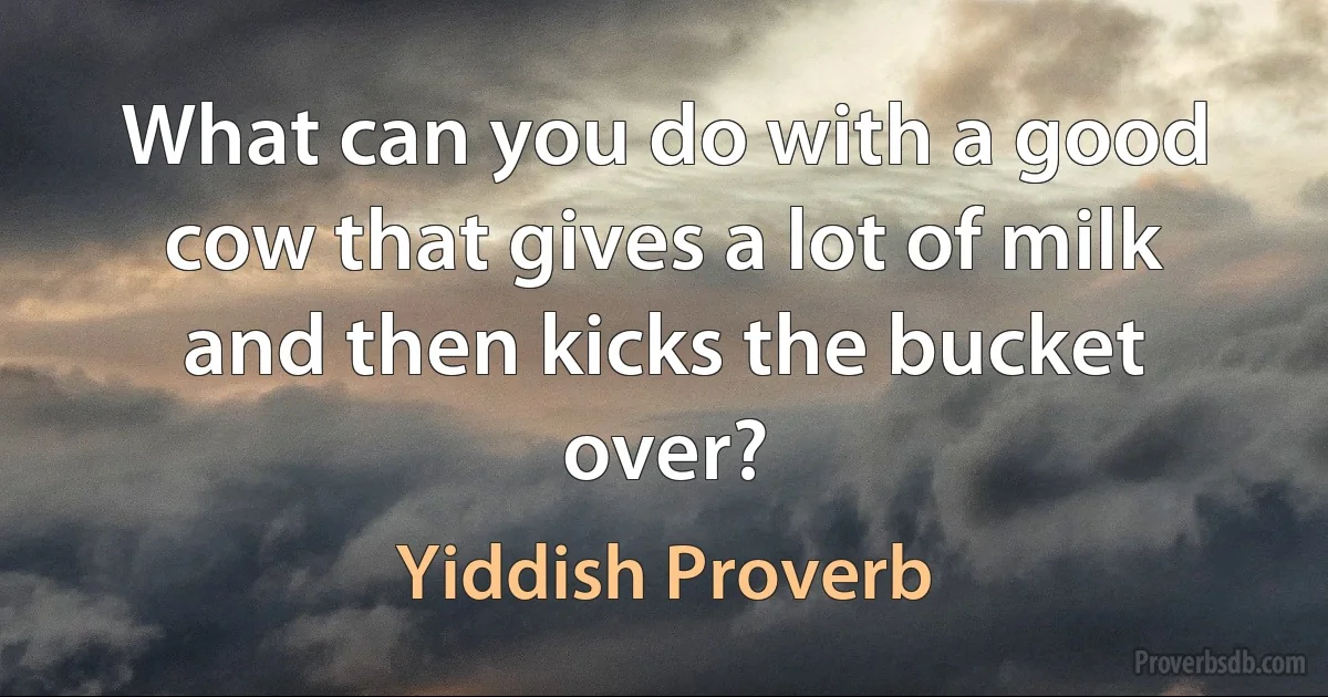 What can you do with a good cow that gives a lot of milk and then kicks the bucket over? (Yiddish Proverb)