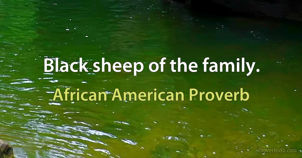 Black sheep of the family. (African American Proverb)