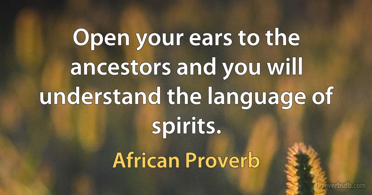 Open your ears to the ancestors and you will understand the language of spirits. (African Proverb)