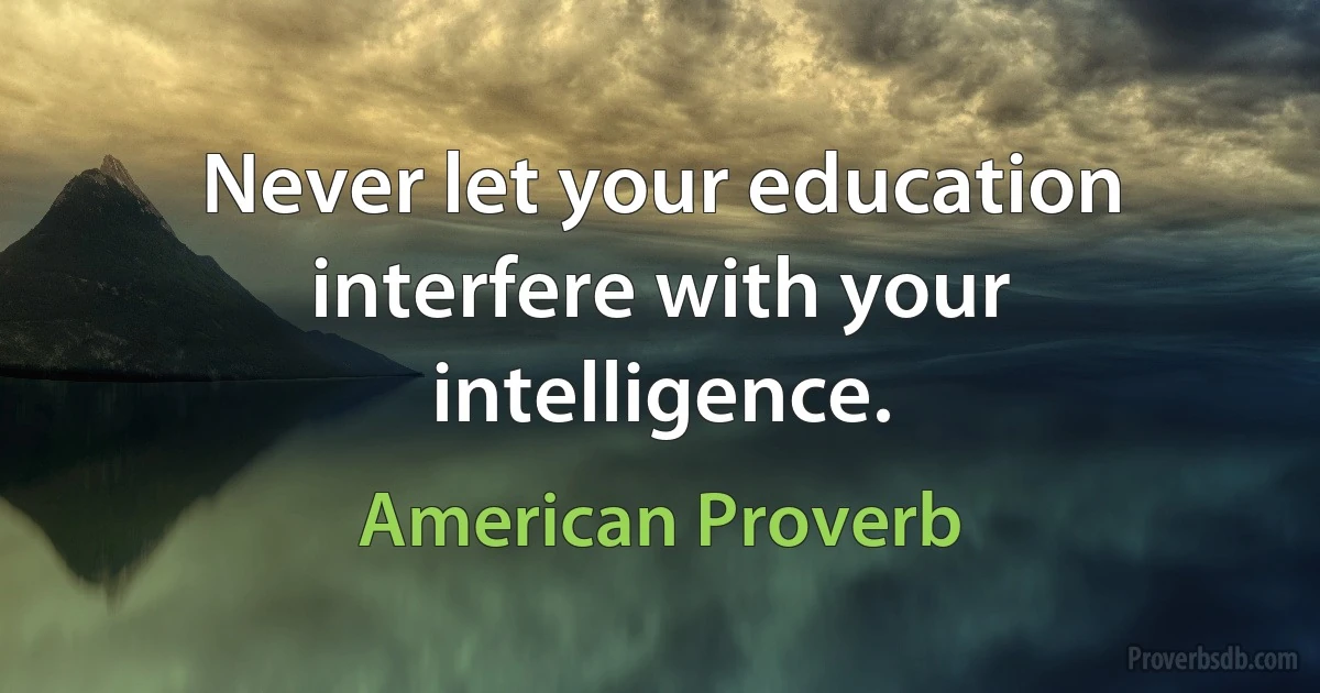 Never let your education interfere with your intelligence. (American Proverb)