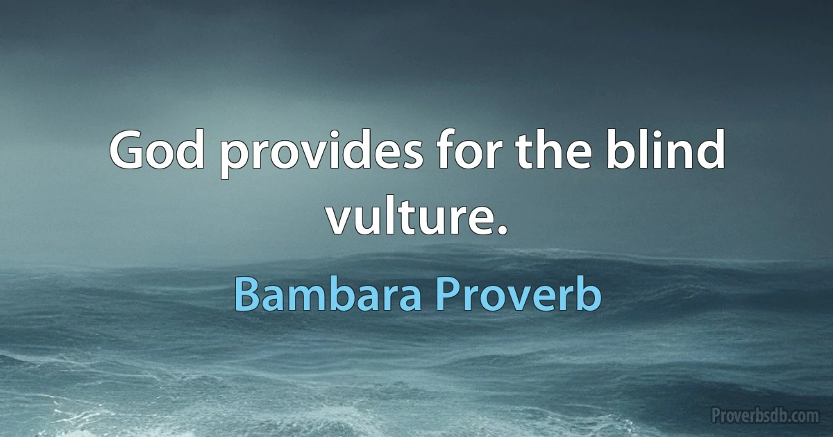 God provides for the blind vulture. (Bambara Proverb)