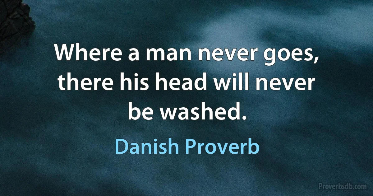 Where a man never goes, there his head will never be washed. (Danish Proverb)