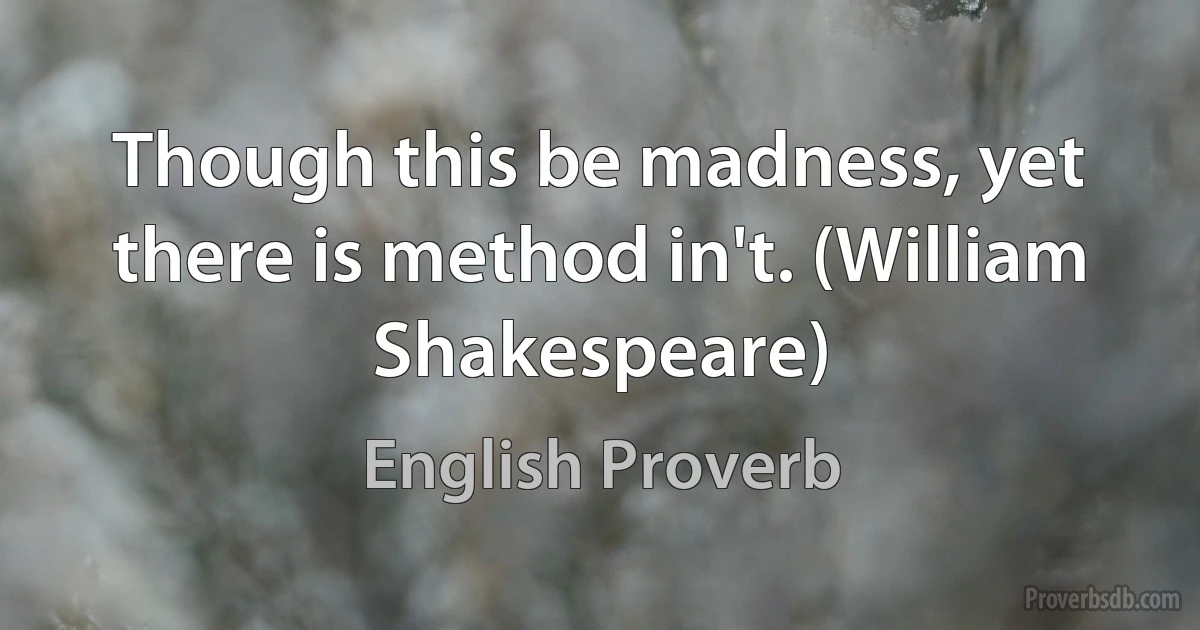 Though this be madness, yet there is method in't. (William Shakespeare) (English Proverb)