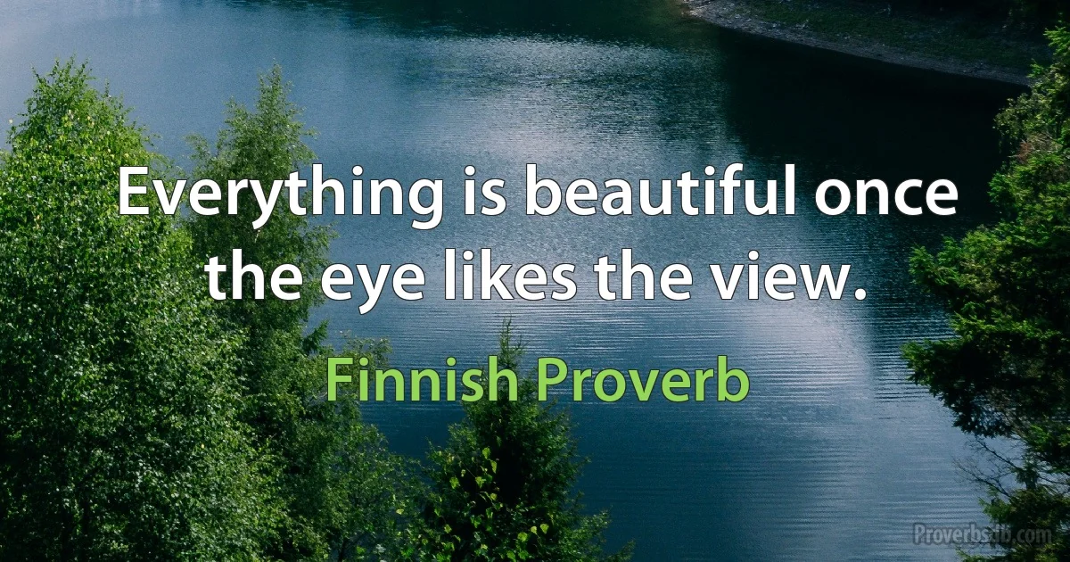 Everything is beautiful once the eye likes the view. (Finnish Proverb)