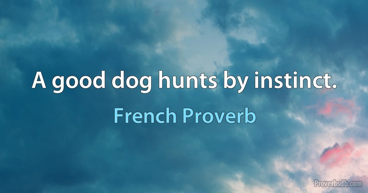 A good dog hunts by instinct. (French Proverb)