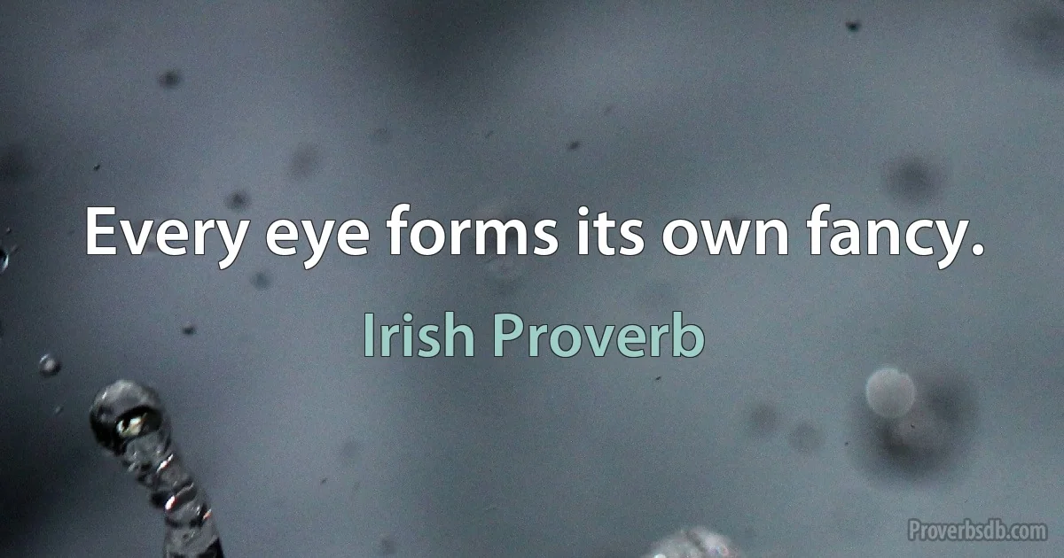 Every eye forms its own fancy. (Irish Proverb)