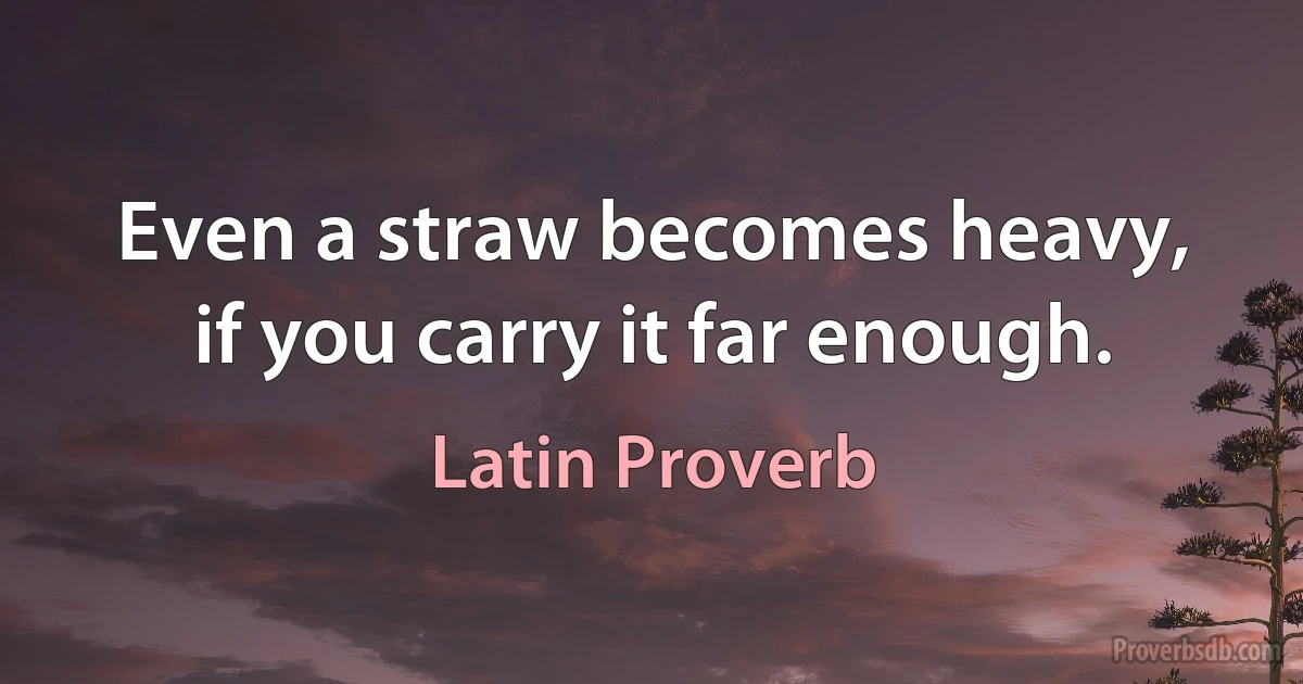 Even a straw becomes heavy, if you carry it far enough. (Latin Proverb)