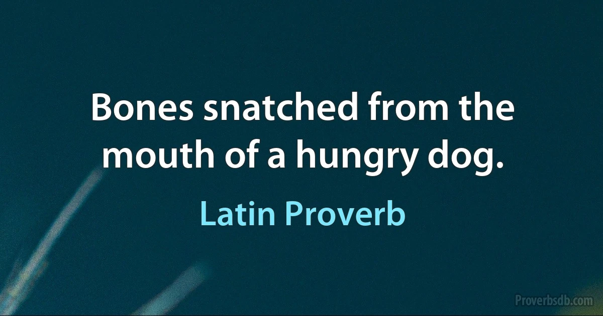 Bones snatched from the mouth of a hungry dog. (Latin Proverb)