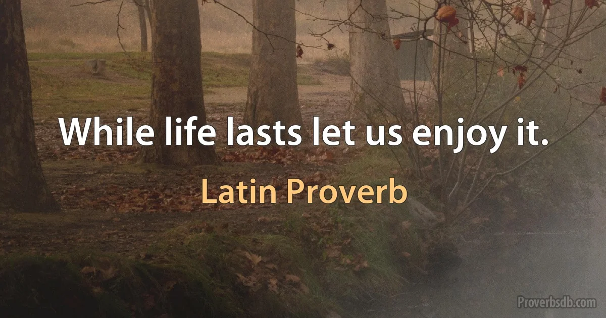 While life lasts let us enjoy it. (Latin Proverb)