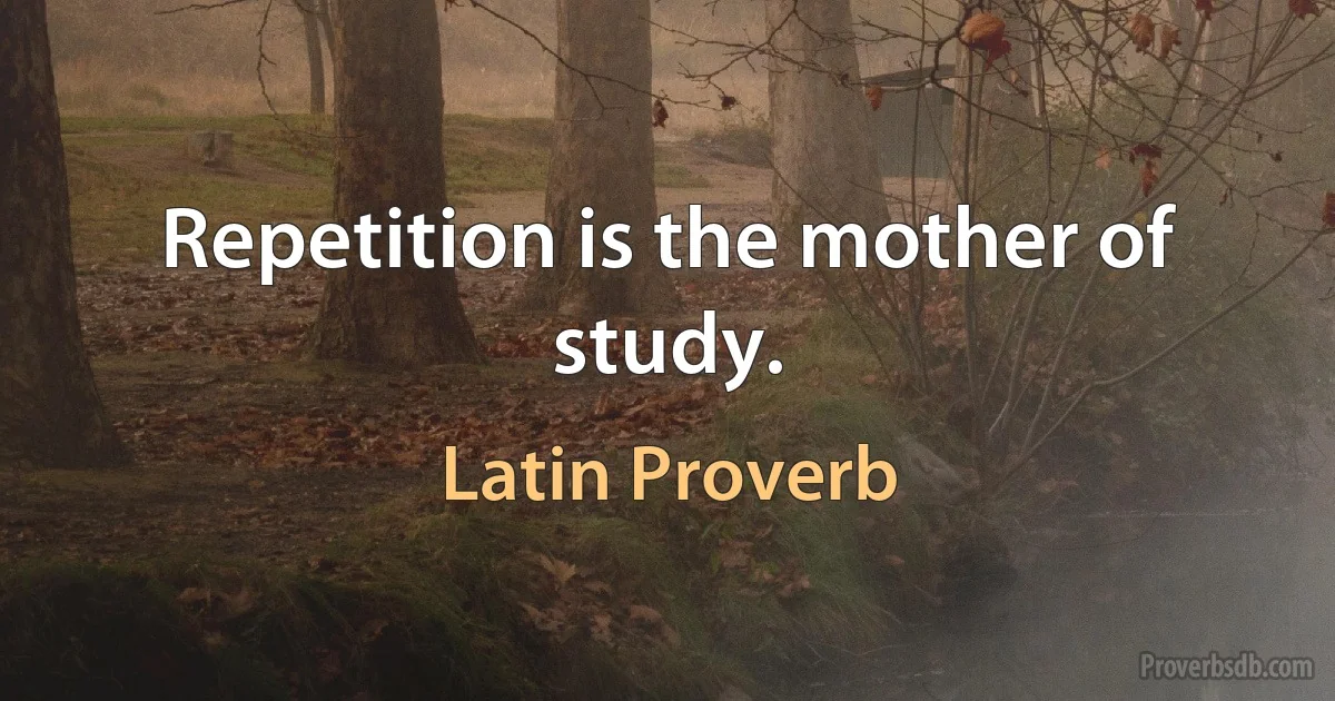 Repetition is the mother of study. (Latin Proverb)