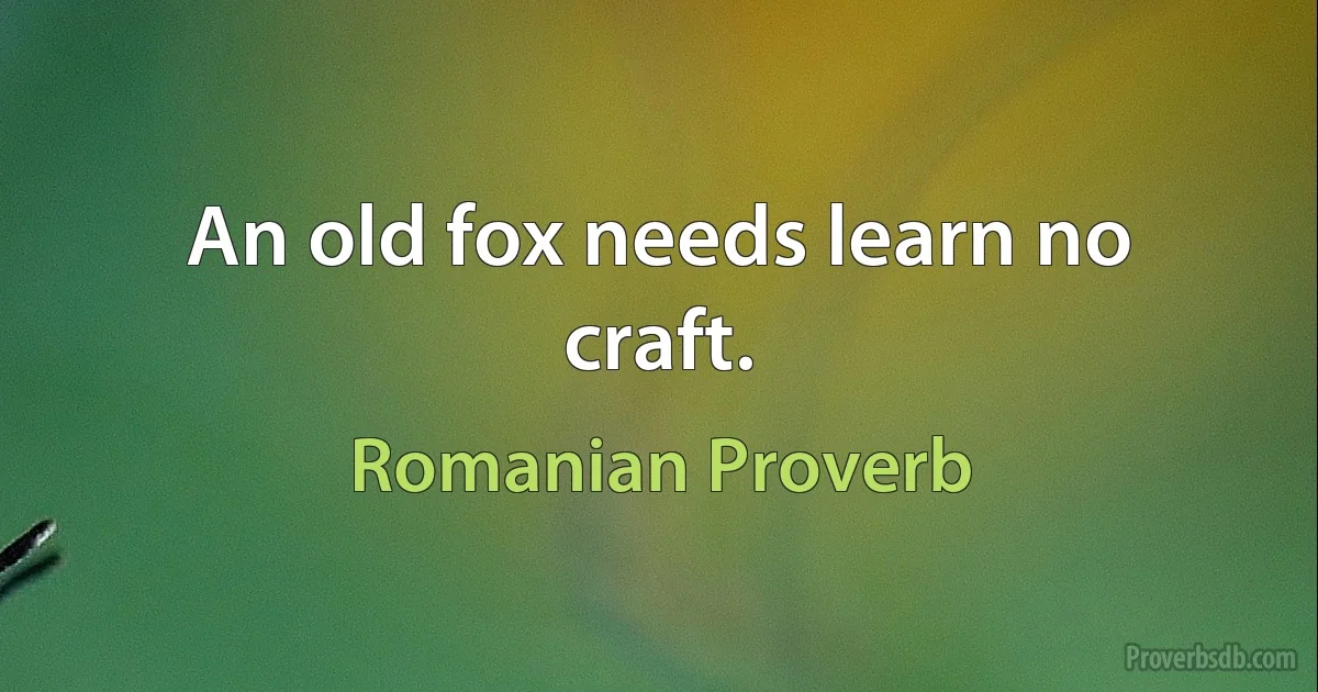 An old fox needs learn no craft. (Romanian Proverb)