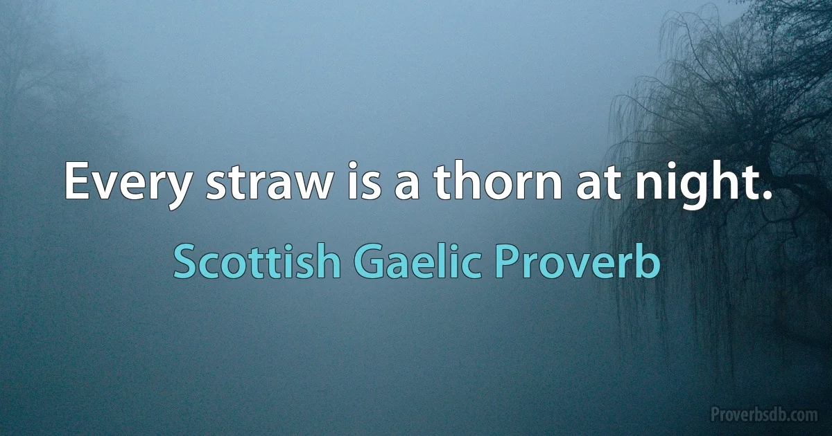 Every straw is a thorn at night. (Scottish Gaelic Proverb)