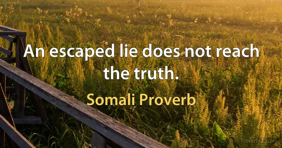 An escaped lie does not reach the truth. (Somali Proverb)