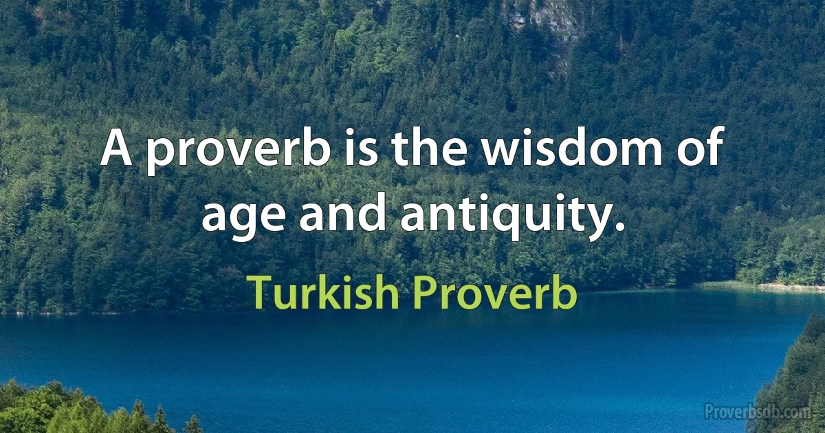 A proverb is the wisdom of age and antiquity. (Turkish Proverb)