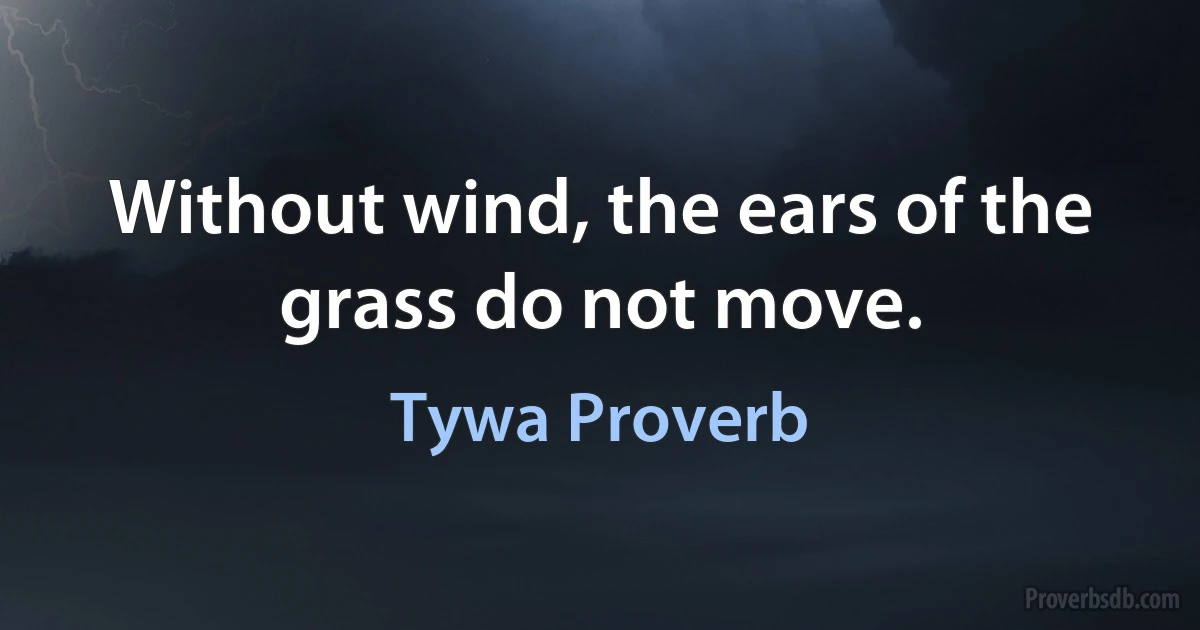 Without wind, the ears of the grass do not move. (Tywa Proverb)