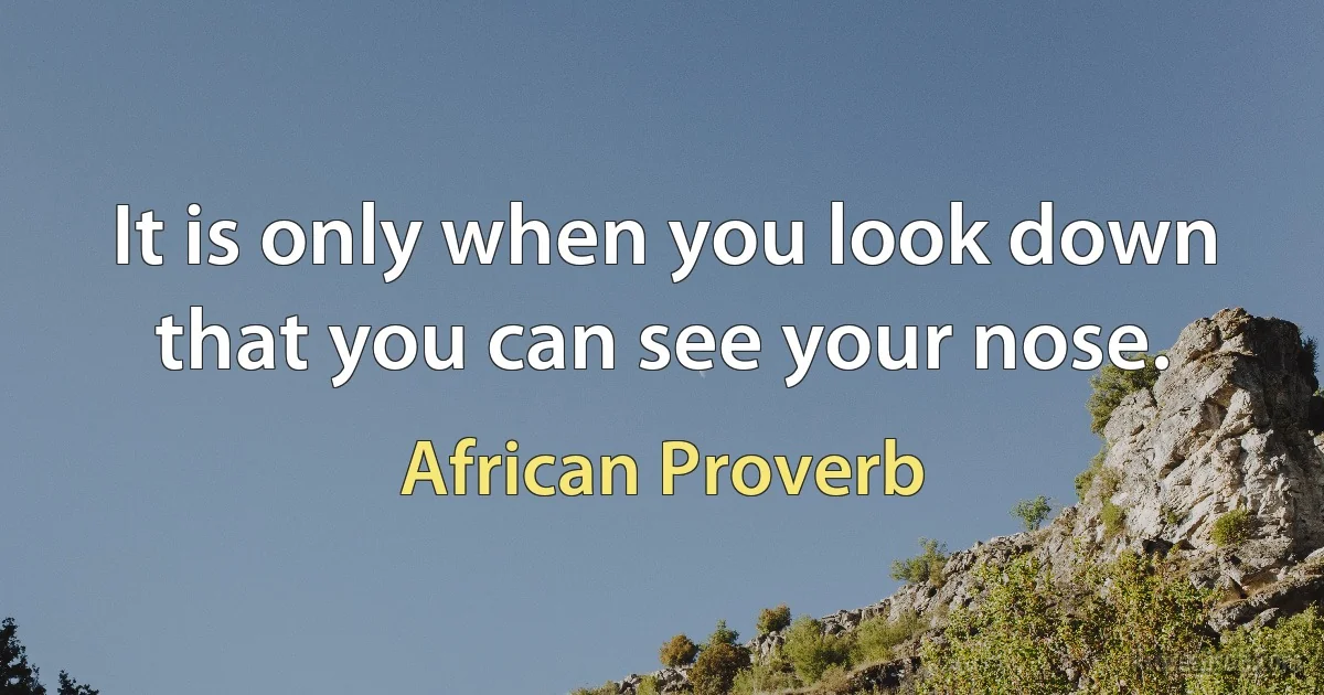 It is only when you look down that you can see your nose. (African Proverb)