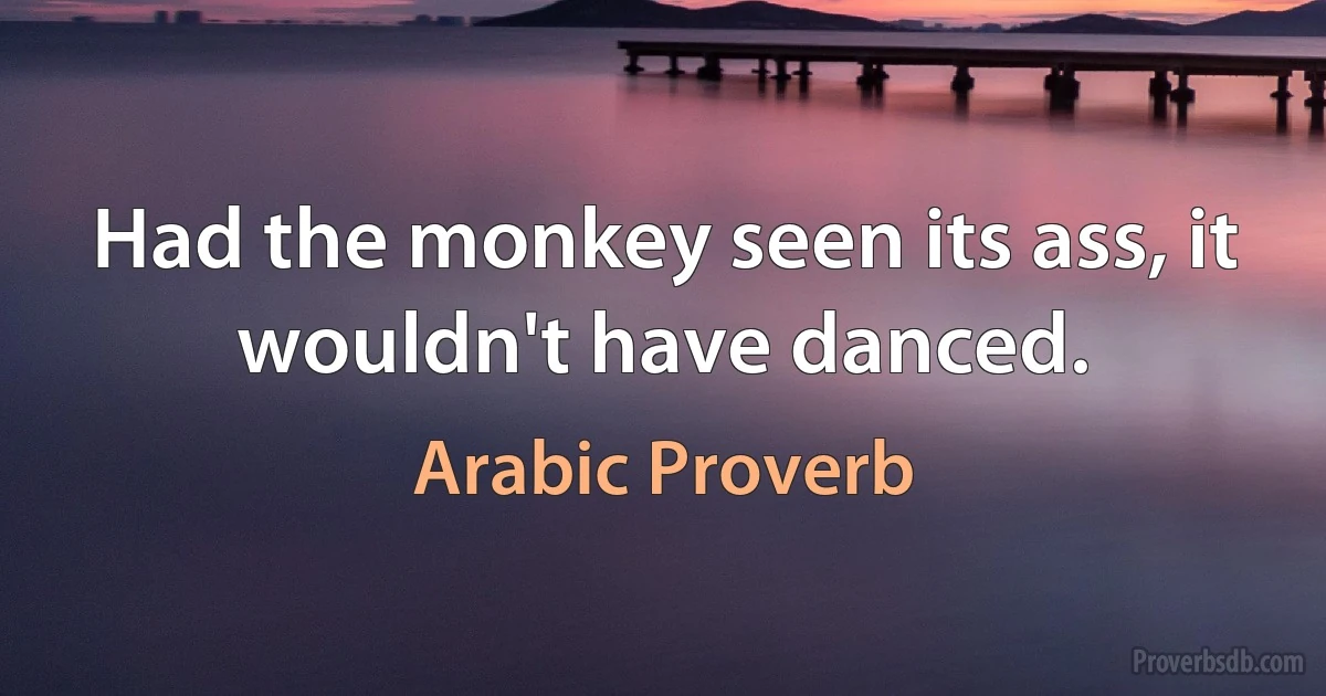 Had the monkey seen its ass, it wouldn't have danced. (Arabic Proverb)