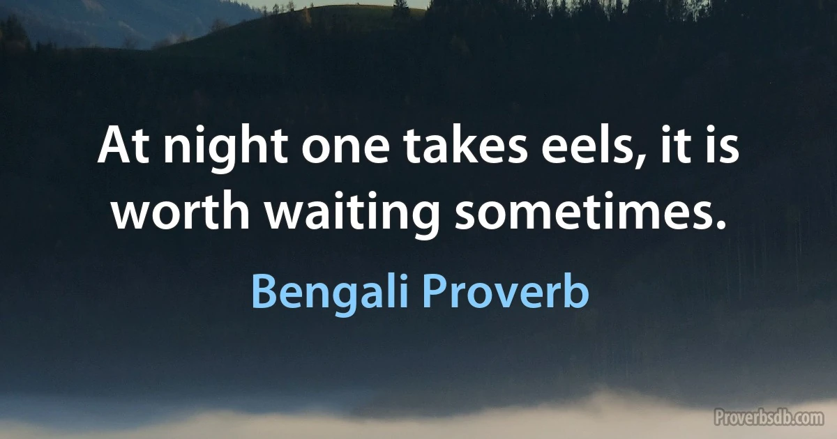 At night one takes eels, it is worth waiting sometimes. (Bengali Proverb)