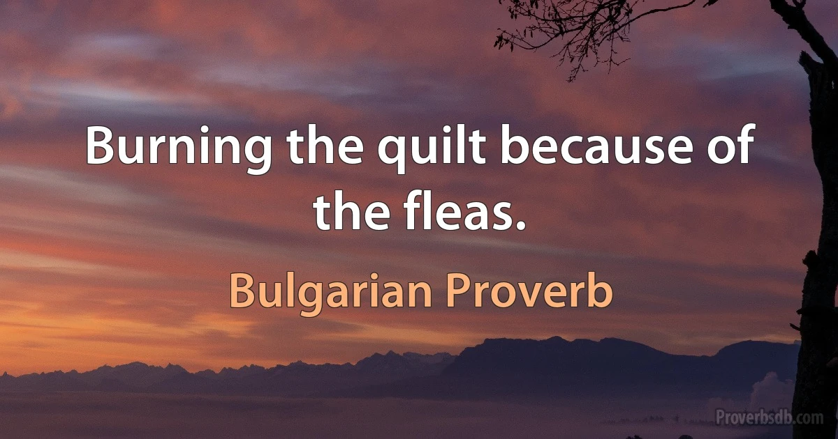 Burning the quilt because of the fleas. (Bulgarian Proverb)