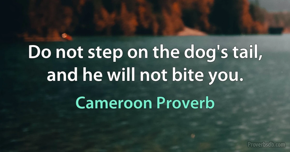 Do not step on the dog's tail, and he will not bite you. (Cameroon Proverb)