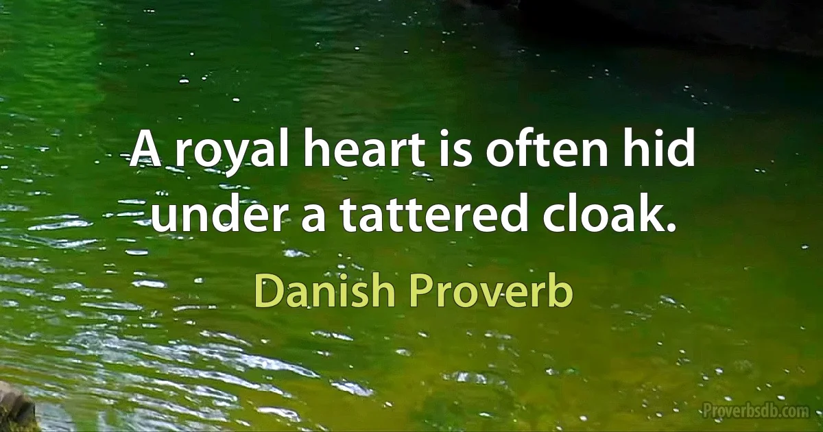 A royal heart is often hid under a tattered cloak. (Danish Proverb)