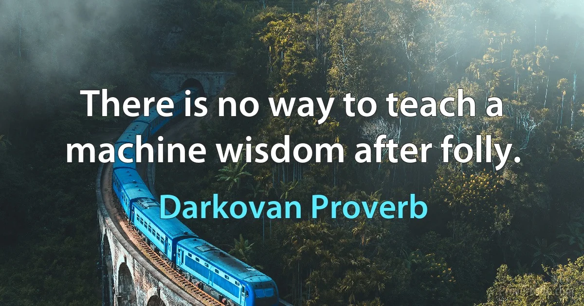 There is no way to teach a machine wisdom after folly. (Darkovan Proverb)