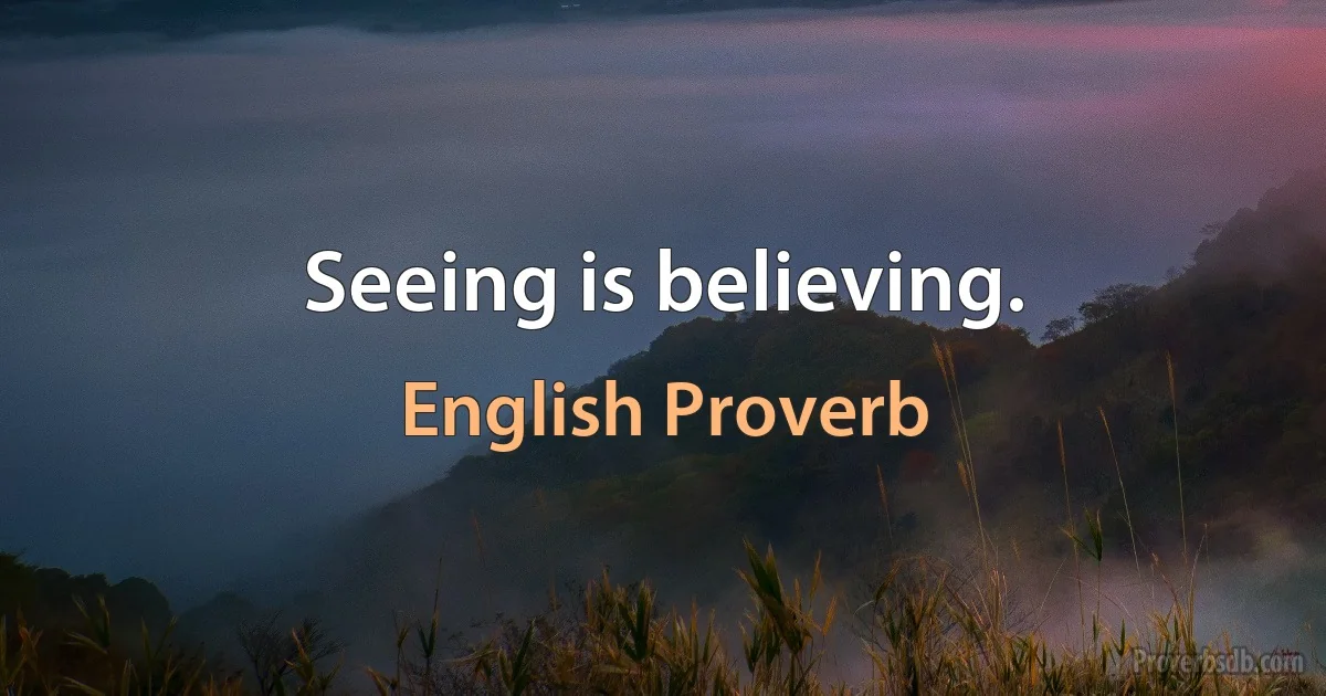 Seeing is believing. (English Proverb)