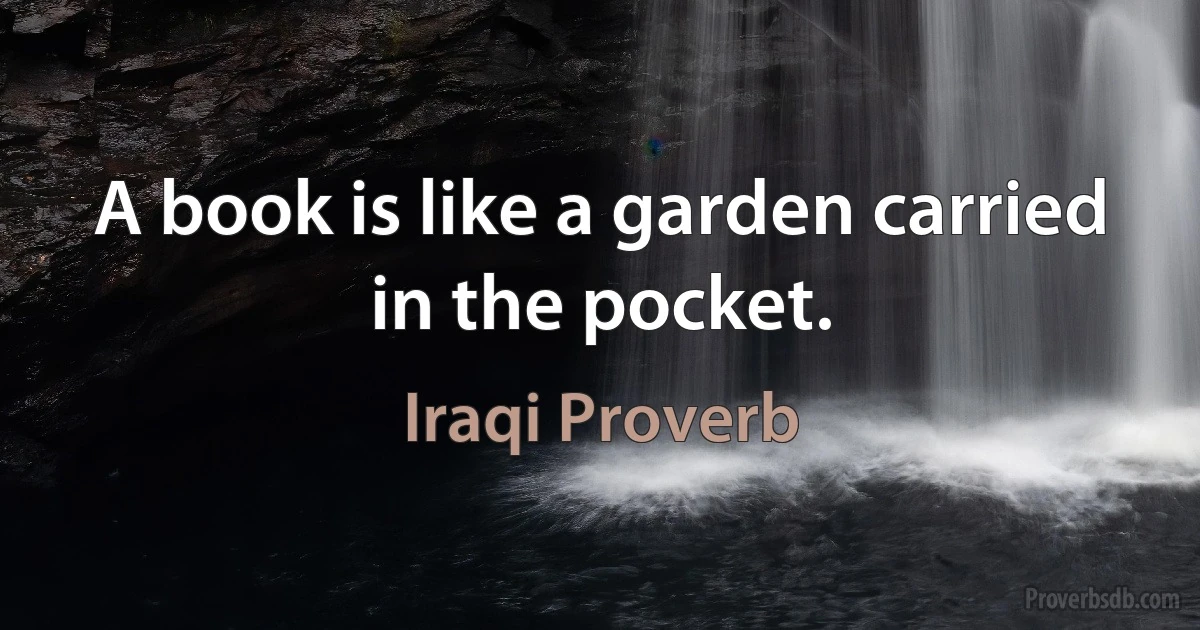 A book is like a garden carried in the pocket. (Iraqi Proverb)