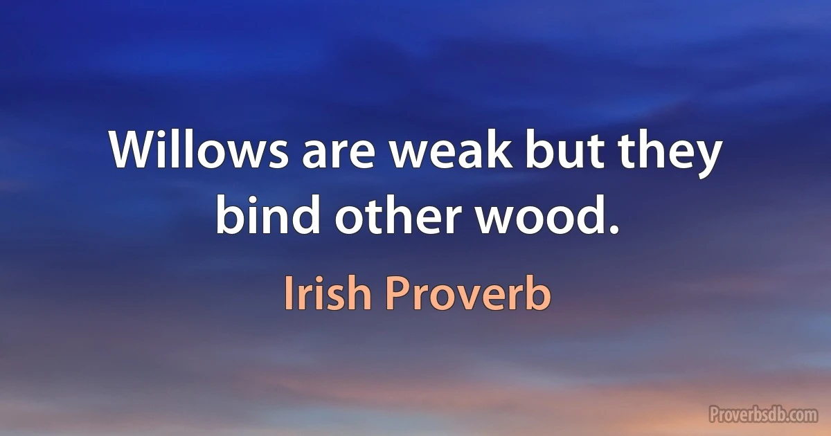 Willows are weak but they bind other wood. (Irish Proverb)