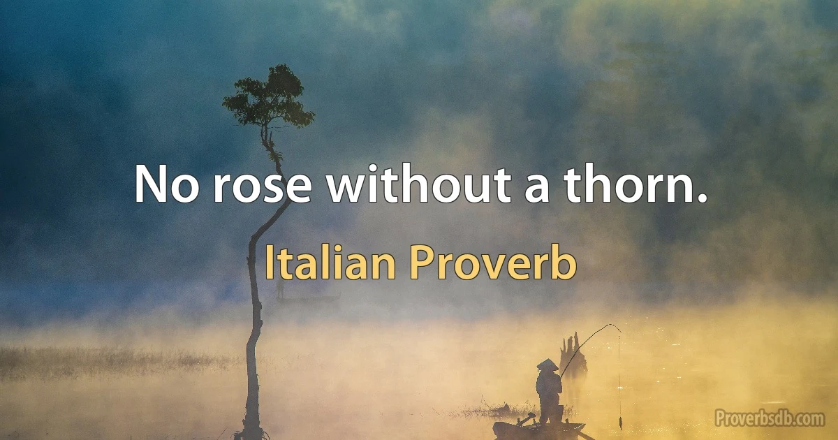 No rose without a thorn. (Italian Proverb)