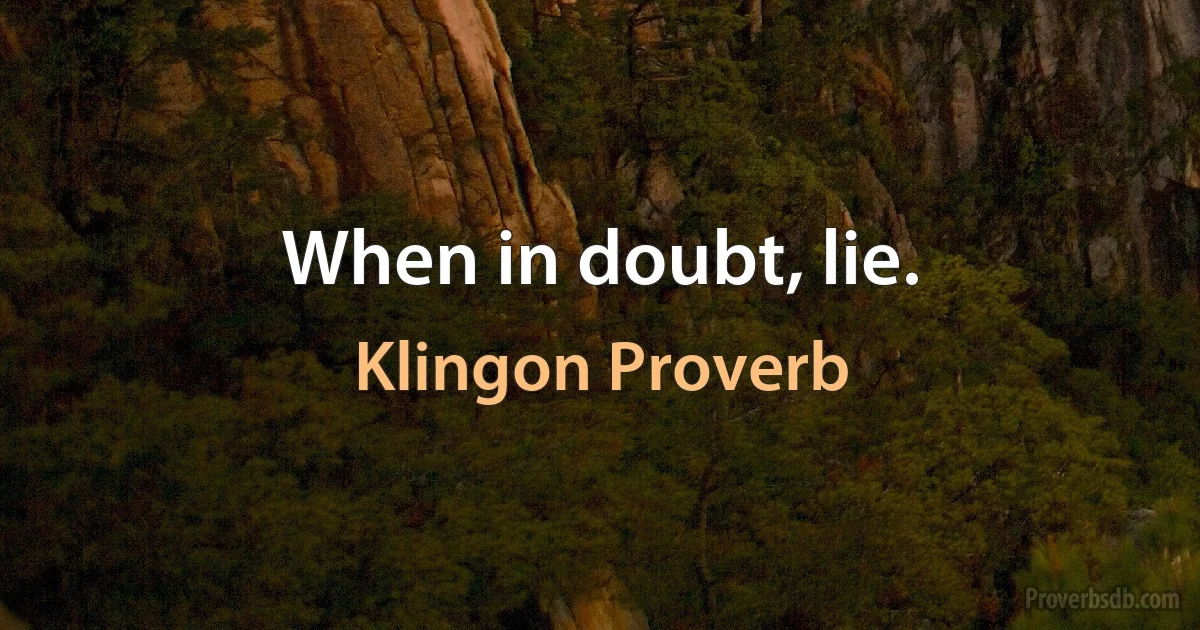 When in doubt, lie. (Klingon Proverb)