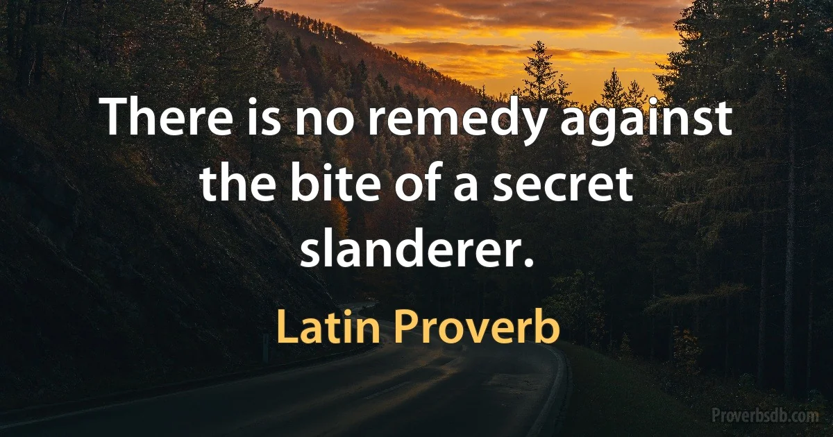 There is no remedy against the bite of a secret slanderer. (Latin Proverb)