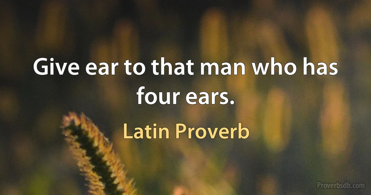 Give ear to that man who has four ears. (Latin Proverb)