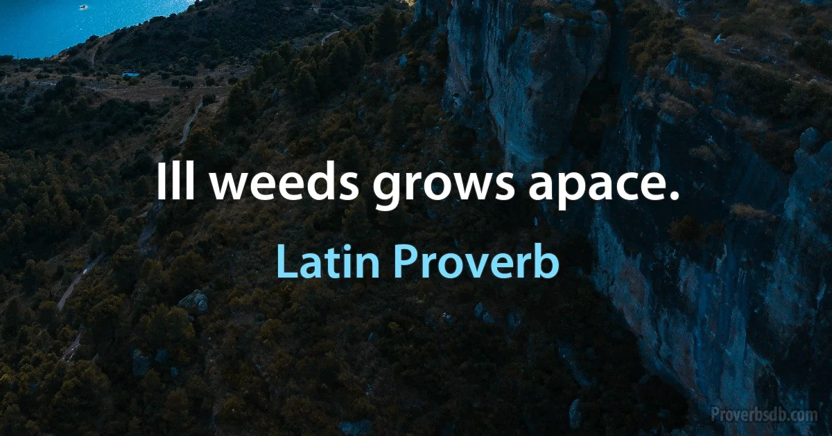 Ill weeds grows apace. (Latin Proverb)