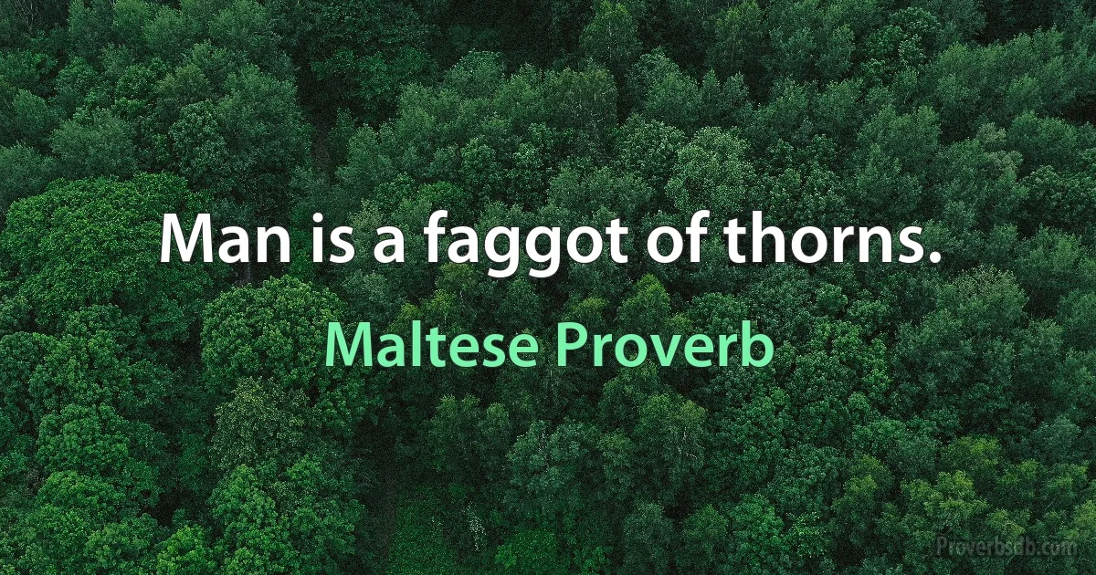 Man is a faggot of thorns. (Maltese Proverb)