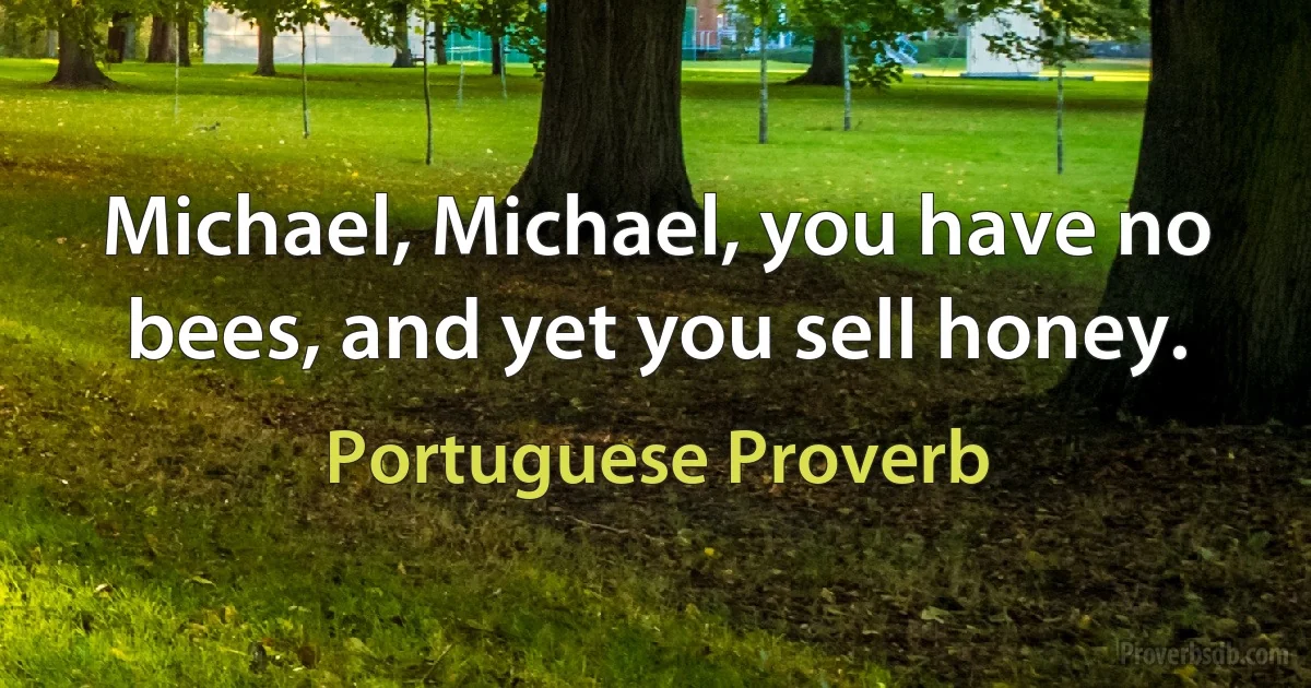 Michael, Michael, you have no bees, and yet you sell honey. (Portuguese Proverb)