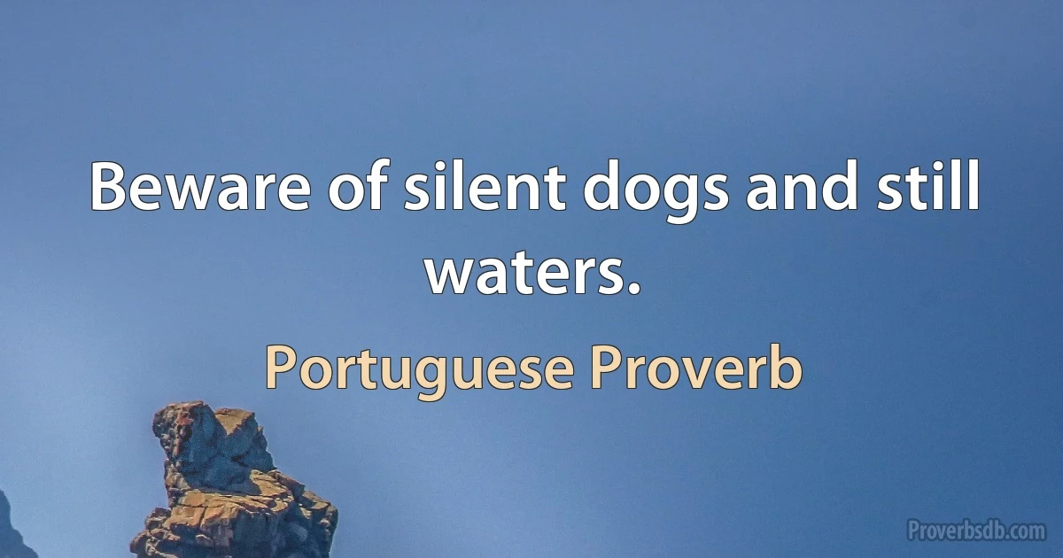 Beware of silent dogs and still waters. (Portuguese Proverb)