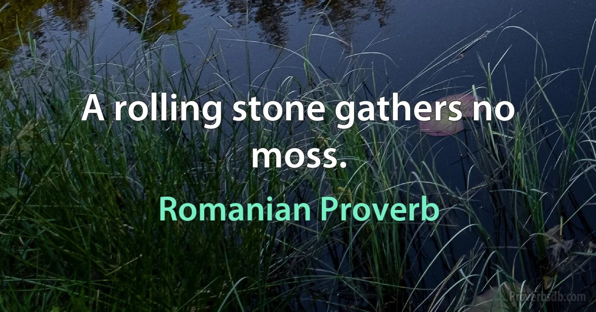 A rolling stone gathers no moss. (Romanian Proverb)