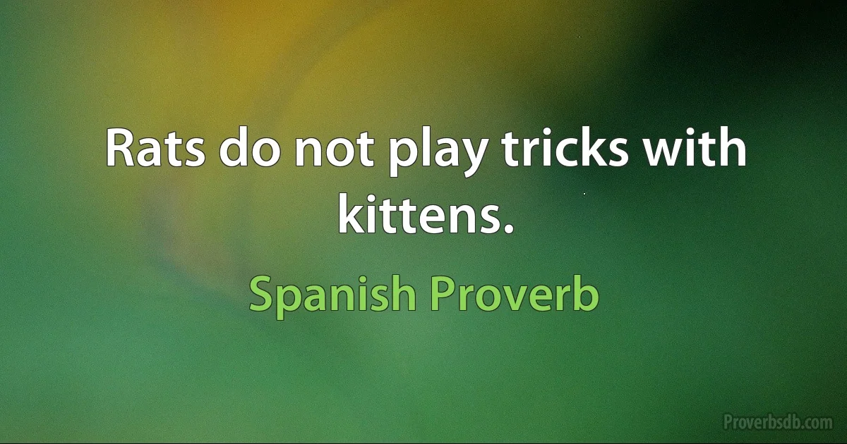 Rats do not play tricks with kittens. (Spanish Proverb)