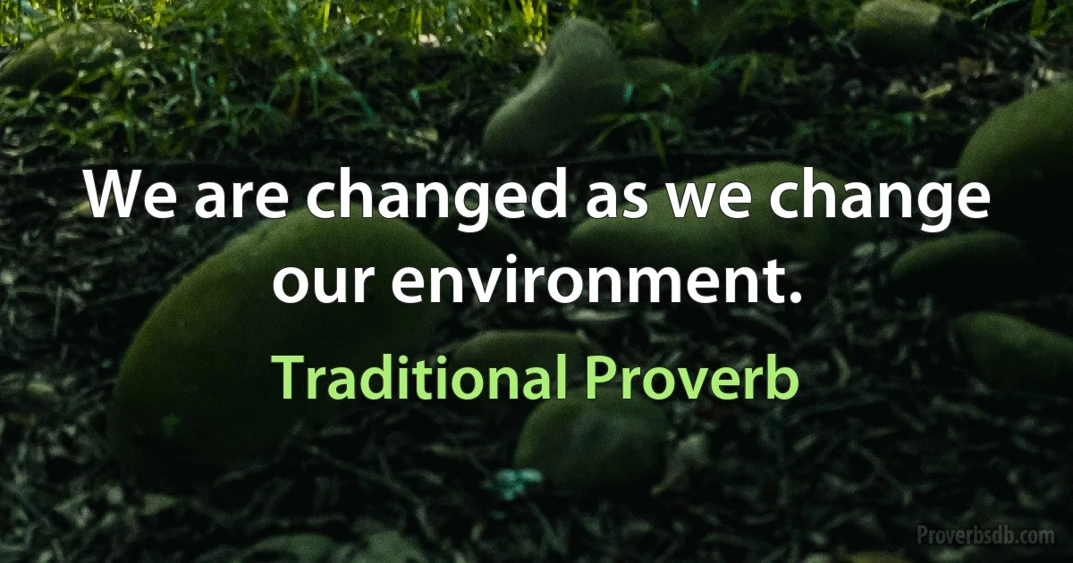 We are changed as we change our environment. (Traditional Proverb)