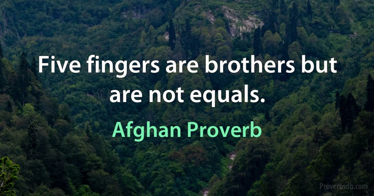 Five fingers are brothers but are not equals. (Afghan Proverb)