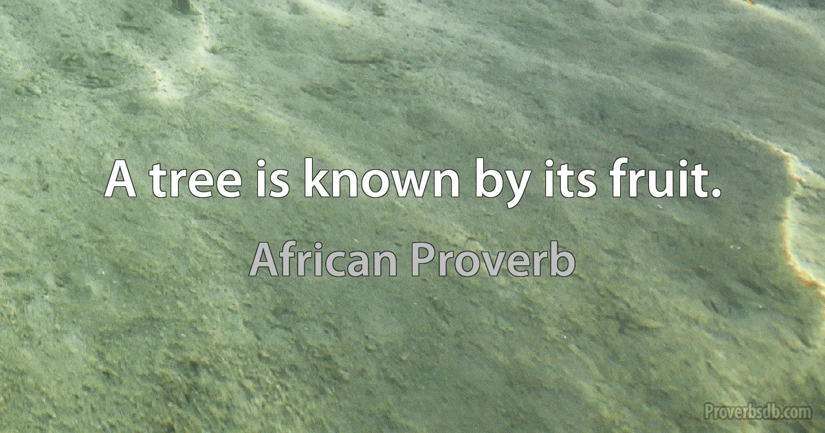 A tree is known by its fruit. (African Proverb)