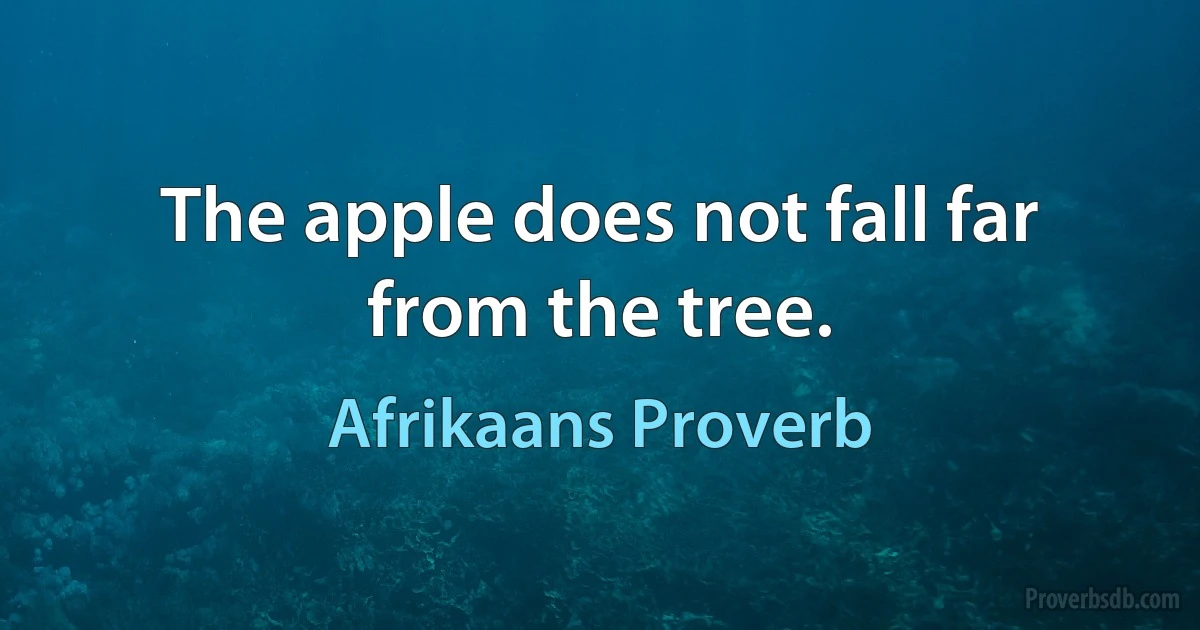 The apple does not fall far from the tree. (Afrikaans Proverb)