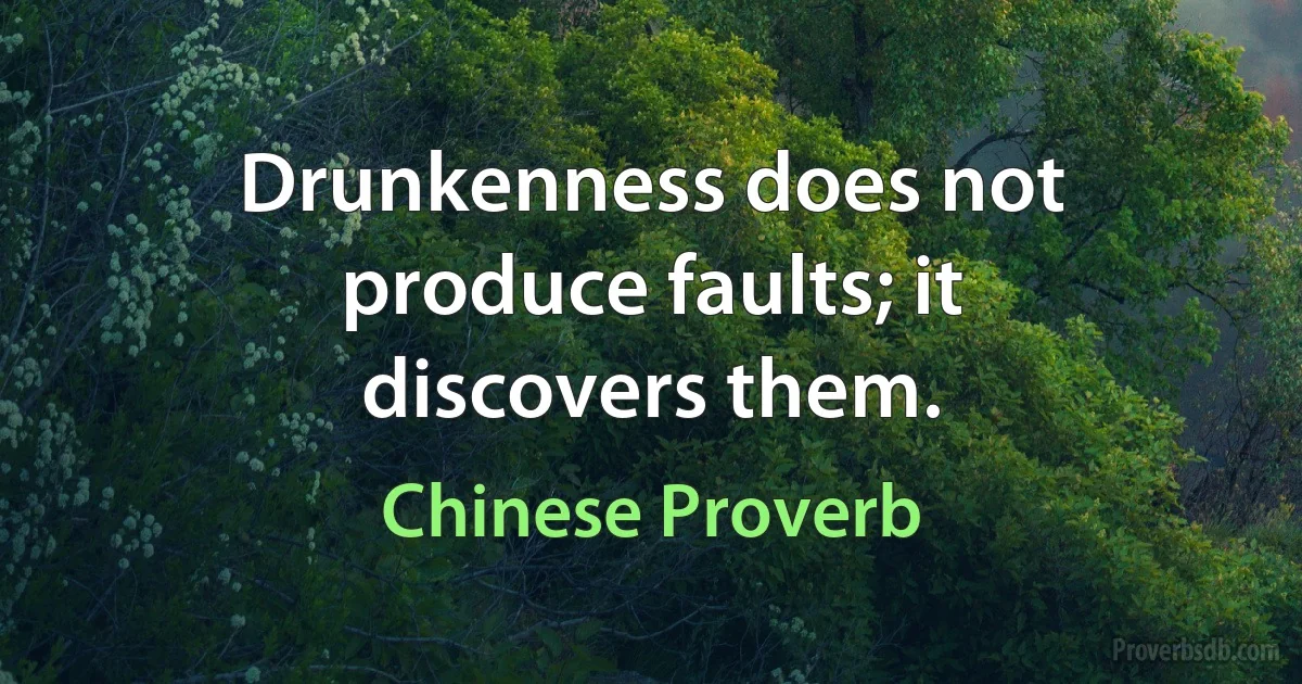 Drunkenness does not produce faults; it discovers them. (Chinese Proverb)