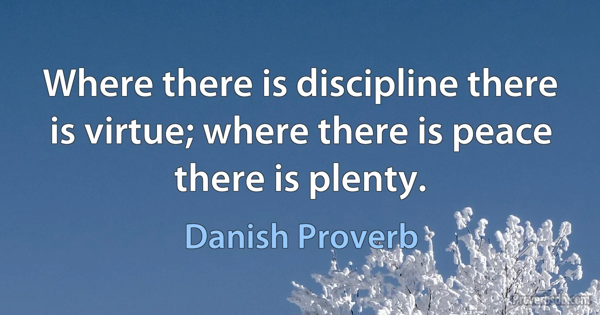 Where there is discipline there is virtue; where there is peace there is plenty. (Danish Proverb)