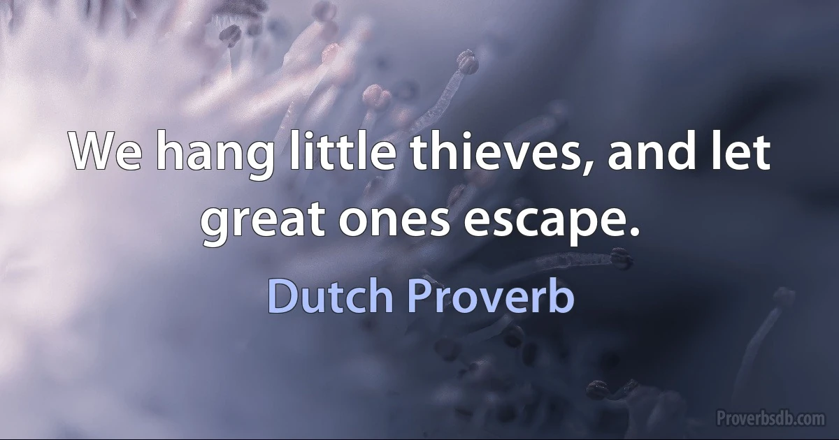 We hang little thieves, and let great ones escape. (Dutch Proverb)