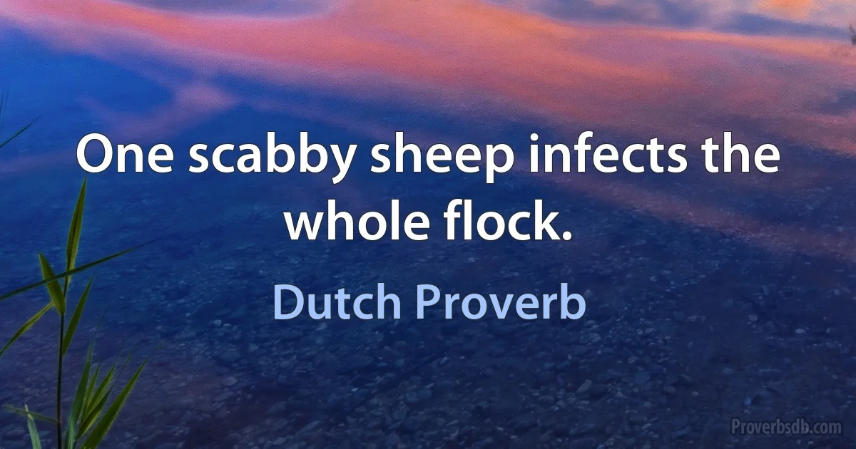 One scabby sheep infects the whole flock. (Dutch Proverb)